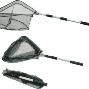 RESTCLOUD Fishing Landing Net with Telescoping Pole Handle, Fishing net Freshwater for Kids Men Women, Extend to 40-63 Inches