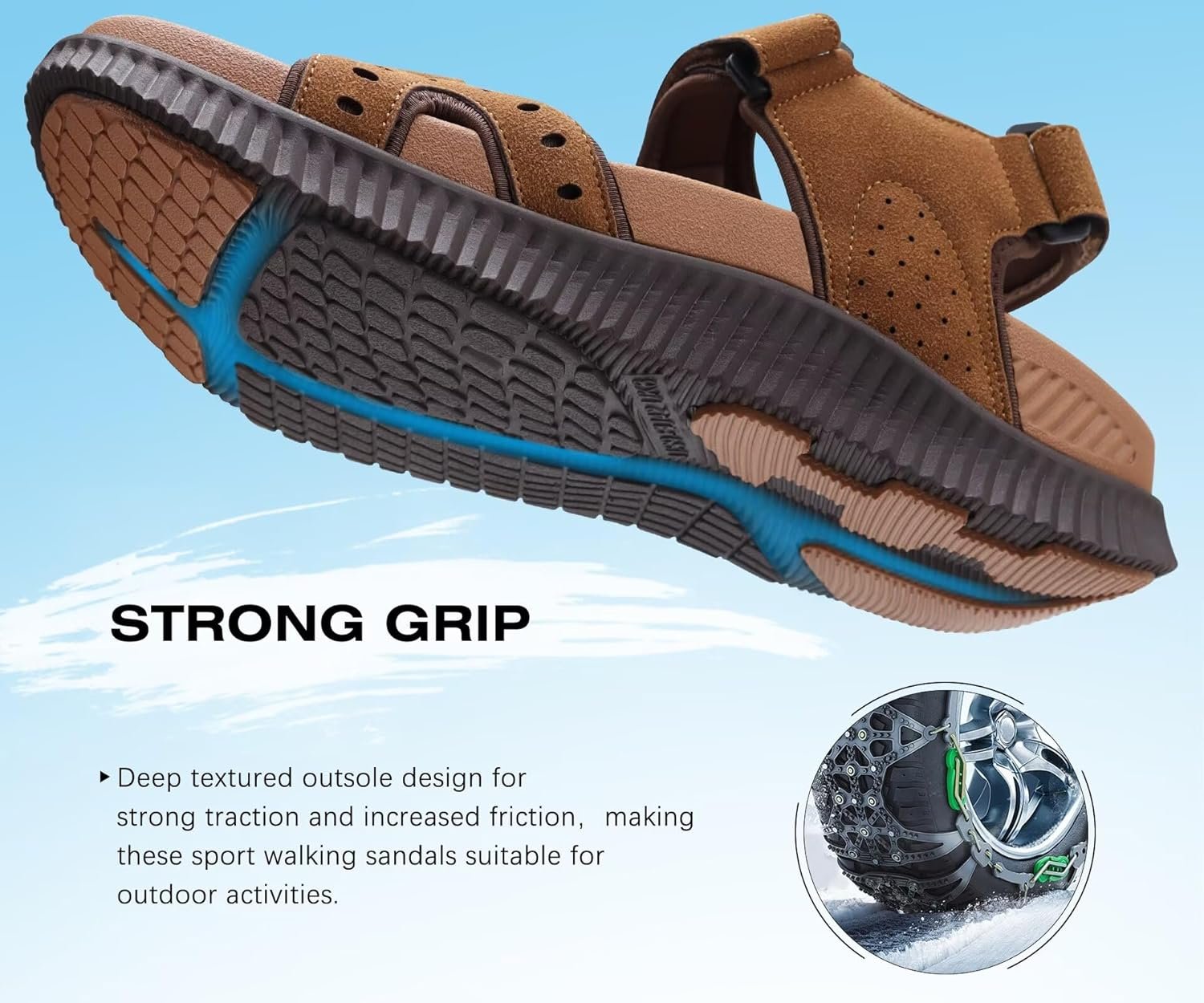 KuaiLu Mens Hiking Sandals With Arch Support Sport Recovery Athletic Walking Sandals For Man Outdoor Summer Casual Thick Cushion Beach Water Fisherman Sandal Size 7-15 - Image 5