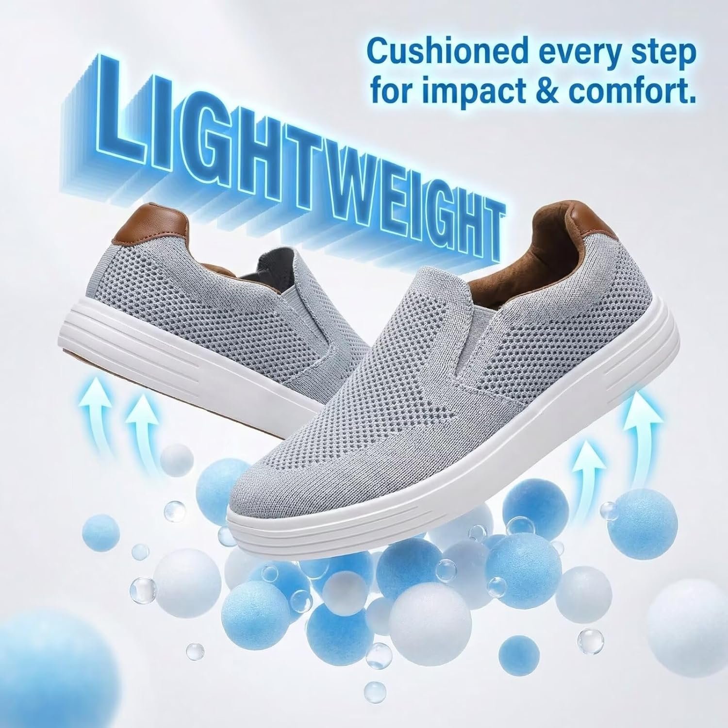 konhill Mens Slip On Loafers Sneakers - Casual Knit Walking Shoes for Men, Lightweight Breathable Memory Foam Boat Shoes, Comfortable Slip-On Driving Loafers for Work Travel Beach - Image 4