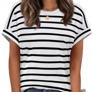 WIHOLL Womens Tops Short Sleeve Shirts Summer Outfits 2026 Spring Dressy Casual Clothes Clothing