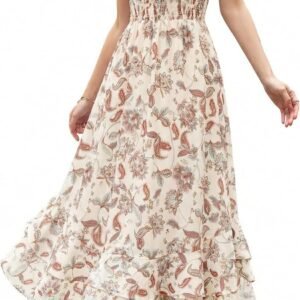 GRACE KARIN Women’s 2026 Summer Floral Boho Dress Square Neck Strapped Swing A Line Sundress Beach Long Maxi Outfits