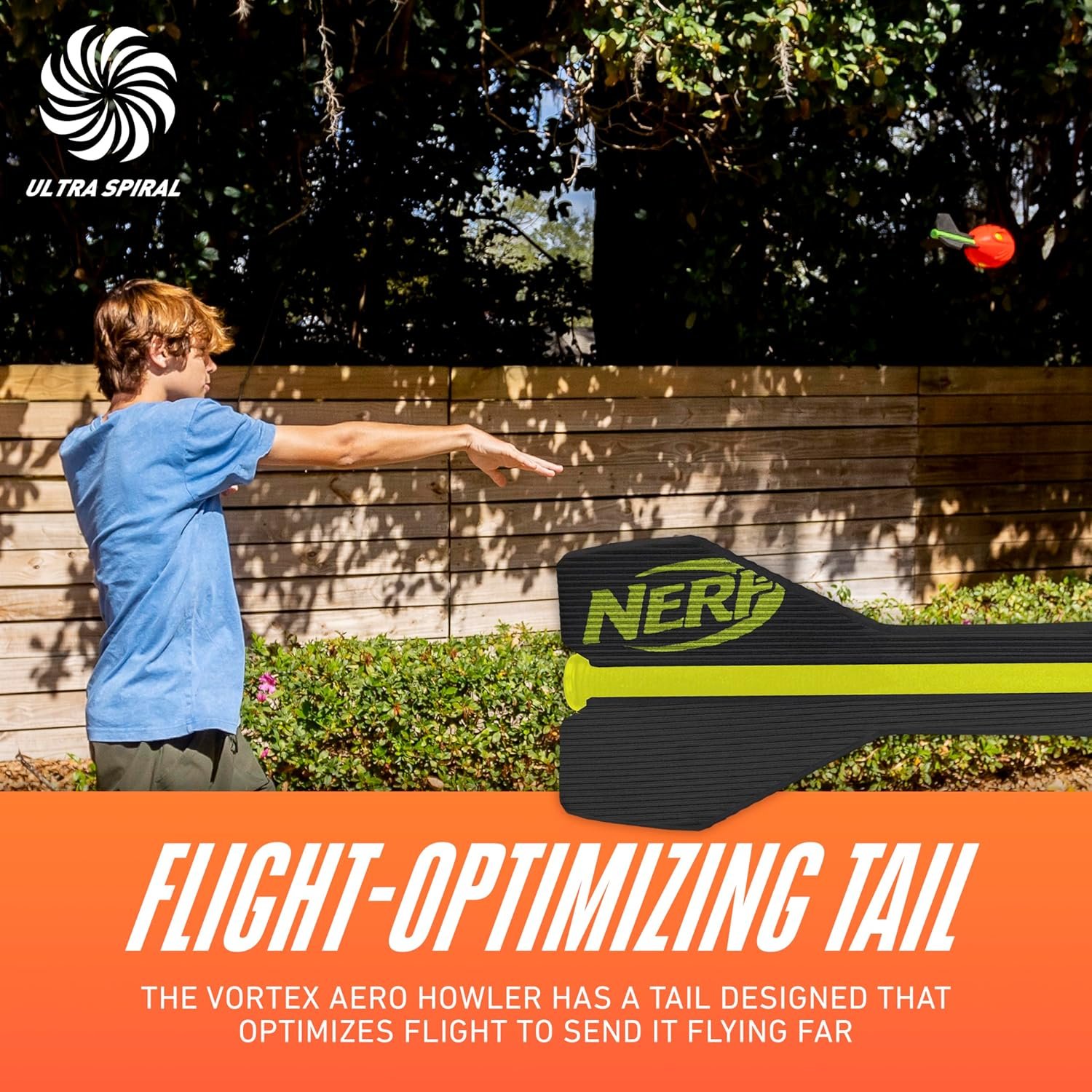 Nerf Vortex Aero Howler Foam Ball, Classic Long-Distance Football, Flight-Optimizing Tail, Whistling Sound, Indoor & Outdoor Fun, Christmas Stocking Stuffers for Kids - Image 4