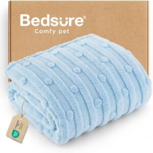 Bedsure Dog Blanket for Small Dogs Washable – Fluffy Fuzzy Puppy Cat Blanket with Premium 300GSM Coral Fleece Soft for Pet Kitten Doggy, Blue, 25x35IN