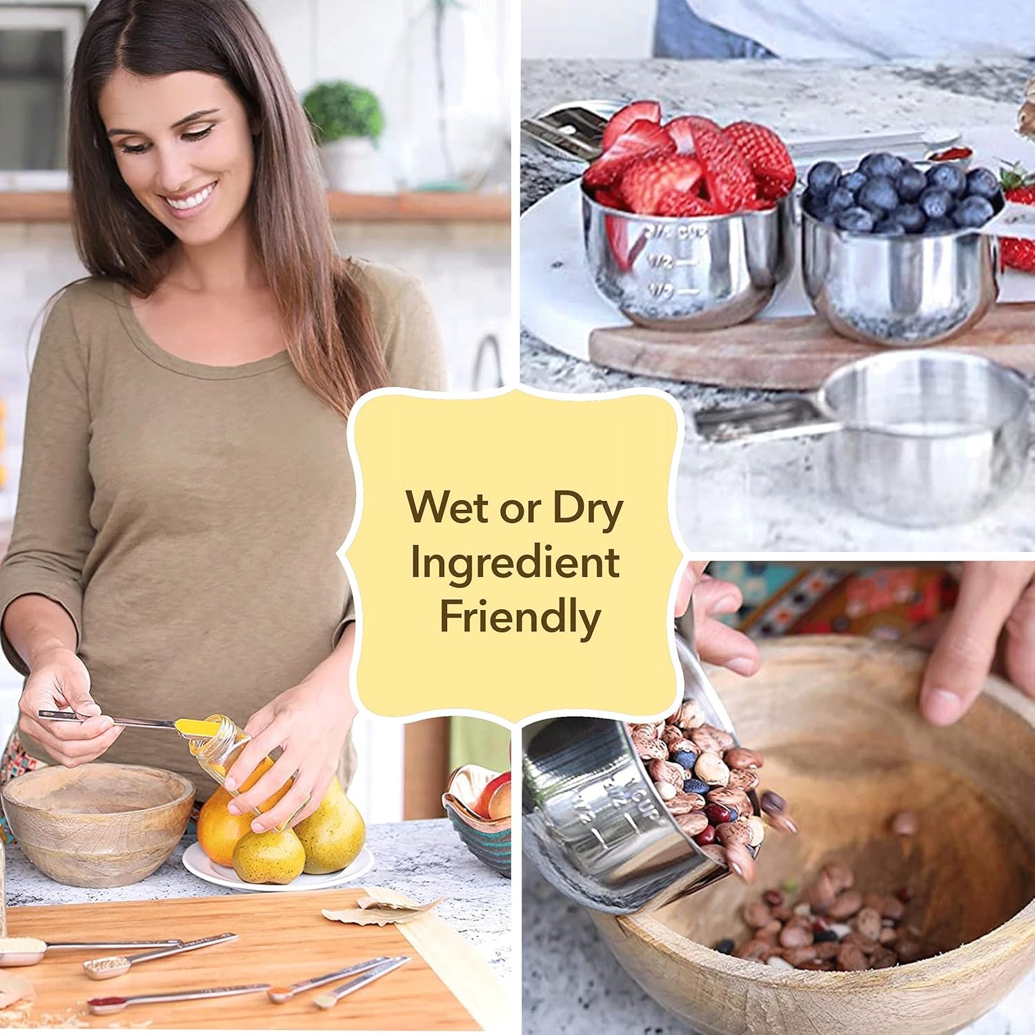 Measuring Cups and Spoons Set of 15, Stackable Cups, Long Handle with Leveler Fits Narrow Jars, 304 Premium Stainless Steel, Kitchen Gadgets for Liquid & Dry Ingredients Cooking Baking - Image 7