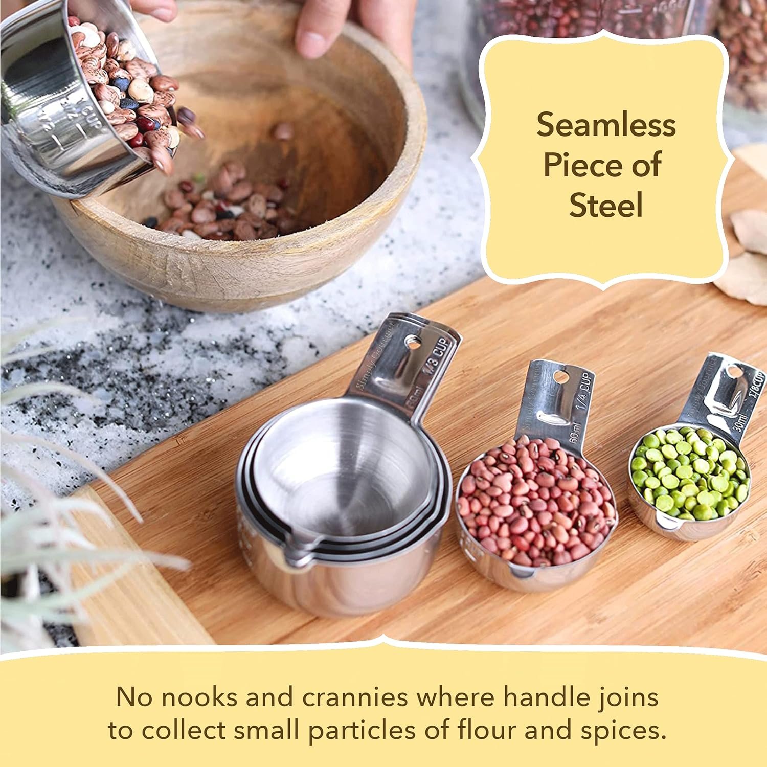 Measuring Cups and Spoons Set of 15, Stackable Cups, Long Handle with Leveler Fits Narrow Jars, 304 Premium Stainless Steel, Kitchen Gadgets for Liquid & Dry Ingredients Cooking Baking - Image 6