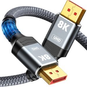 Capshi 8K 4K DisplayPort Cable 1.4, 10FT DP Cord (VESA Certified, 8K@60Hz, 4K@144Hz, 2K@240Hz/165Hz), 32.4Gbps High Speed Display Port Cable for Gaming Monitor, HDR/FreeSync/G-Sync, Braided, Grey