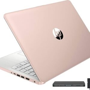 HP Stream 14″ HD BrightView Laptop, Intel Processor N150, 16GB RAM, 416GB Storage (128GB eMMC + 288GB Docking Station Set), Intel UHD Graphics, 720p Camera, Wi-Fi, 1 Year Office 365, Win 11 S, Gold.