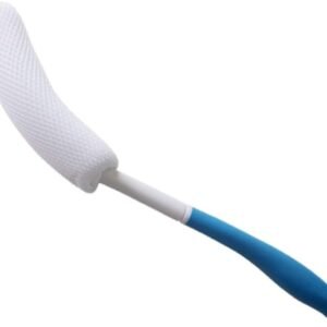 MagiDeal Vinyl Quote Me Long Anti-Slip Curve Handled Bath Body Brush, Easy Reach for Seniors, Suitable for Elderly/Pregnant Aid Bathing & Shower, Blue, 15.35″