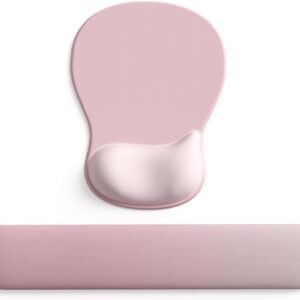 ErgoComfort Gel Wrist Rest Mouse Pad-Ergonomic Office Mousepad with Wrist Support-Non-Slip, Design Desk Accessories Mat for Home&Game Decor (09PinkSerenity Set)