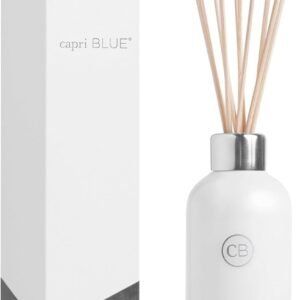 Capri Blue Volcano Reed Diffuser Set – Includes Reed Diffuser Sticks, Fragrance Oil, and Glass Bottle – Luxury Scented Room Freshener – White (8 fl oz)