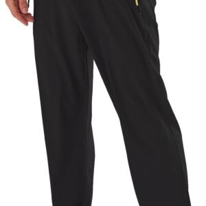 Men’s Elastic Waist Hiking Pants Water Resistant Quick-Dry Lightweight Outdoor Sweatpants with Zipper Pockets