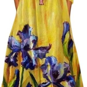 Women’s Loose Maxi Dress Round Neck 3/4 or Long Sleeves Floral, Watercolor, Ethnic & Abstract Print Casual Vacation Dress