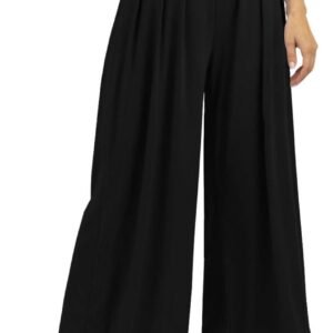 PEIARA Womens Wide Leg Pants Casual Palazzo Flowy Pleated Trouser Woman Elastic High Waisted Loose Fit Lounge Pant Comfy 2025