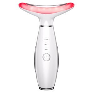 Neck Face Massager, 3-in-1 Portable Face Sculpting Tool, at-Home Facial Tool for Skin Care with Vibration (White)