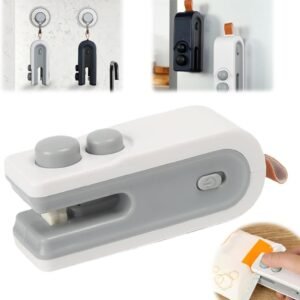 Mini Bag Sealer with Magnet,Upgrade 2 in 1 USB Rechargeable Chip Bag Sealer Heat Seal Tool,Portable Heat Vacuum Sealers Food Sealer Bag Sealing Machine for Plastic Bags Snack Bag (White)