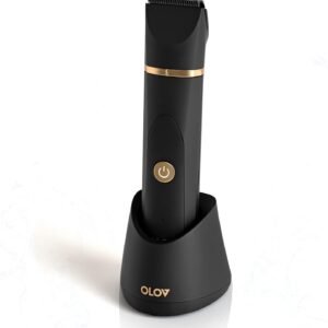 OLOV Electric Body Hair Trimmer – Groin Trimmer for Men – Bikini Trimmer Women – Wet/Dry Shaver Groomer, Replaceable Ceramic Blade Heads, USB Recharge Dock, Waterproof Hygiene Razor,Black