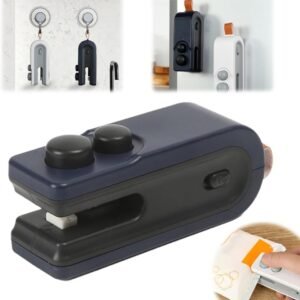 Mini Bag Sealer with Magnet,Upgrade 2 in 1 USB Rechargeable Chip Bag Sealer Heat Seal Tool,Portable Heat Vacuum Sealers Food Sealer Bag Sealing Machine for Plastic Bags Snack Bag (Navy Blue)