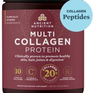 Ancient Nutrition Collagen Peptides Powder, Multi Collagen Protein, Women & Men, Vitamin C, Probiotics, Hydrolyzed Collagen, Supports Skin, Joints, Gut Health, Unflavored, 40 Servings