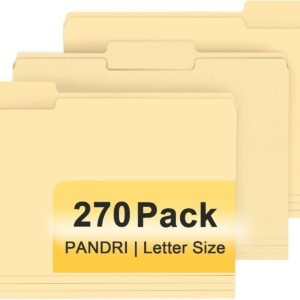 File Folder, PANDRI 270 Pack File Folder, 1/3 Cut Tab, Letter Size, Filing Folder for Office School Business, Manila