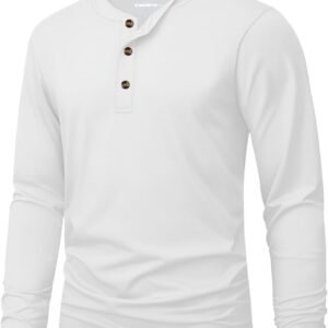 MAGNIVIT Men’s Long Sleeve Henley Shirts Cotton 3-Button Spring Casual T-Shirts Solid Color Soft Basic Tops 2026