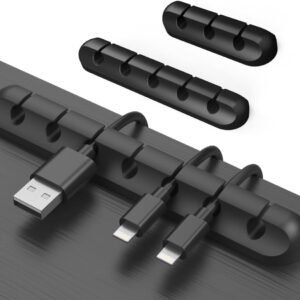 Cable Clips Cord Management Organizer, 3 Packs Silicone Adhesive Hooks, Wire Holder USB Power Charging Accessory Mouse PC Nightstand Desktop Wall Phone Workspace Office (7, 5 and 3 Slots)