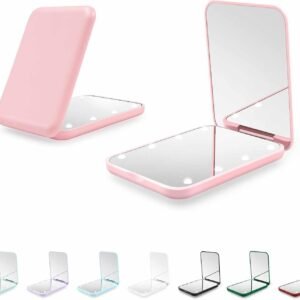 Kakuje Compact Mirror, 1X/3X Magnification LED Pocket Mirror with Nternal BIattery, Mini Mirror for Purse, Pocket,Travel and Present (Pink)