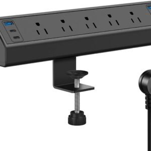 Jgstkcity Desk Clamp Power Strip USB C,40W Total Fast Charging Station,4 PD 20W USB C Ports,Desk Edge Mount Surge Protector,5 Outlets,Fit 1.96″ Tabletop Edge,ETL Listed