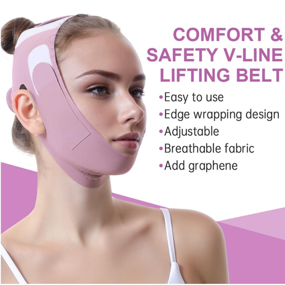 ROWMATE Graphene V-Line Mask Chin Up Mask V Shaped Face Mask Chin strap for sleeping,Jawline Shaper,Lilac,Medium - Image 3