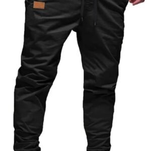 JMIERR Mens Casual Joggers Pants – Cotton Drawstring Chino Cargo Pants Hiking Outdoor Twill Track Jogging Sweatpants Pants