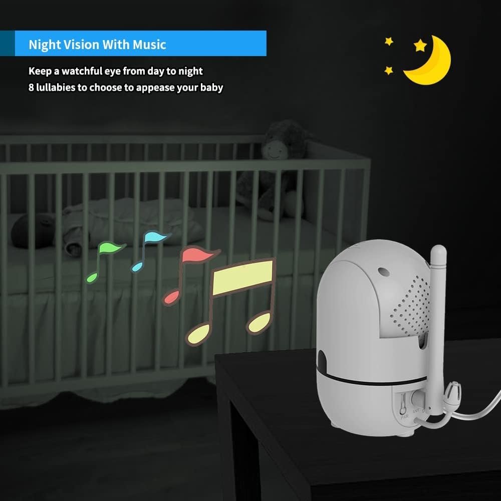 HelloBaby No WiFi Baby Monitor 5" Screen 30-Hour Battery Pan-Tilt-Zoom Video Upgrade with Camera and Audio, Night Vision, VOX, 2-Way Talk, 8 Lullabies and 1000ft Range, HB6550 - Image 4