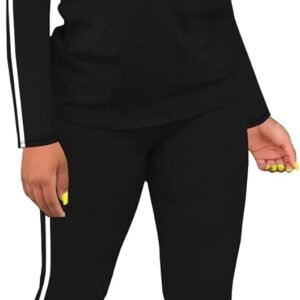 Women’s 2 Piece Classic Striped Outfits Full Sleeve Lounge Long Sweatpants Jogger Matching Tracksuits Sports Sets