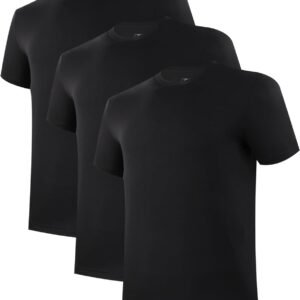BAMBOO COOL Mens Undershirts Pack, Soft T Shirts for Men, Moisture Wicking Tees, Stretchy Breathable Crew Neck Inner Shirt
