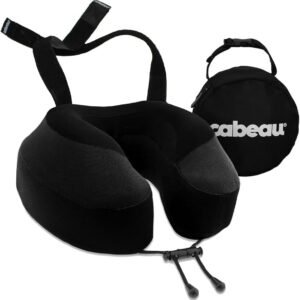 Cabeau Evolution S3 Airplane Travel Pillow for Long Flights – Supportive Memory Foam Body Positioner with Seat Straps to Secure Your Head and Neck and Provides 360 Support (Jet Black)