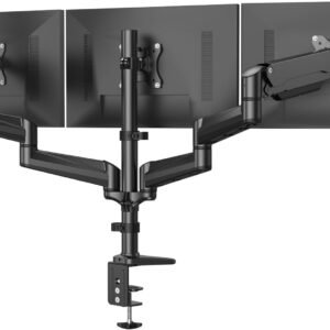 HUANUO Triple Monitor Mount for 17 to 32 inch Screens, Adjustment Gaming Triple Monitor Stand with Swivel, Tilt, Rotation, Clamp & Grommet Kit