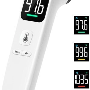 Touchless Thermometer for Adults and Kids, Fast Accurate Thermometer with Fever Alarm, 1S Reading & Silent Mode (LED-White)