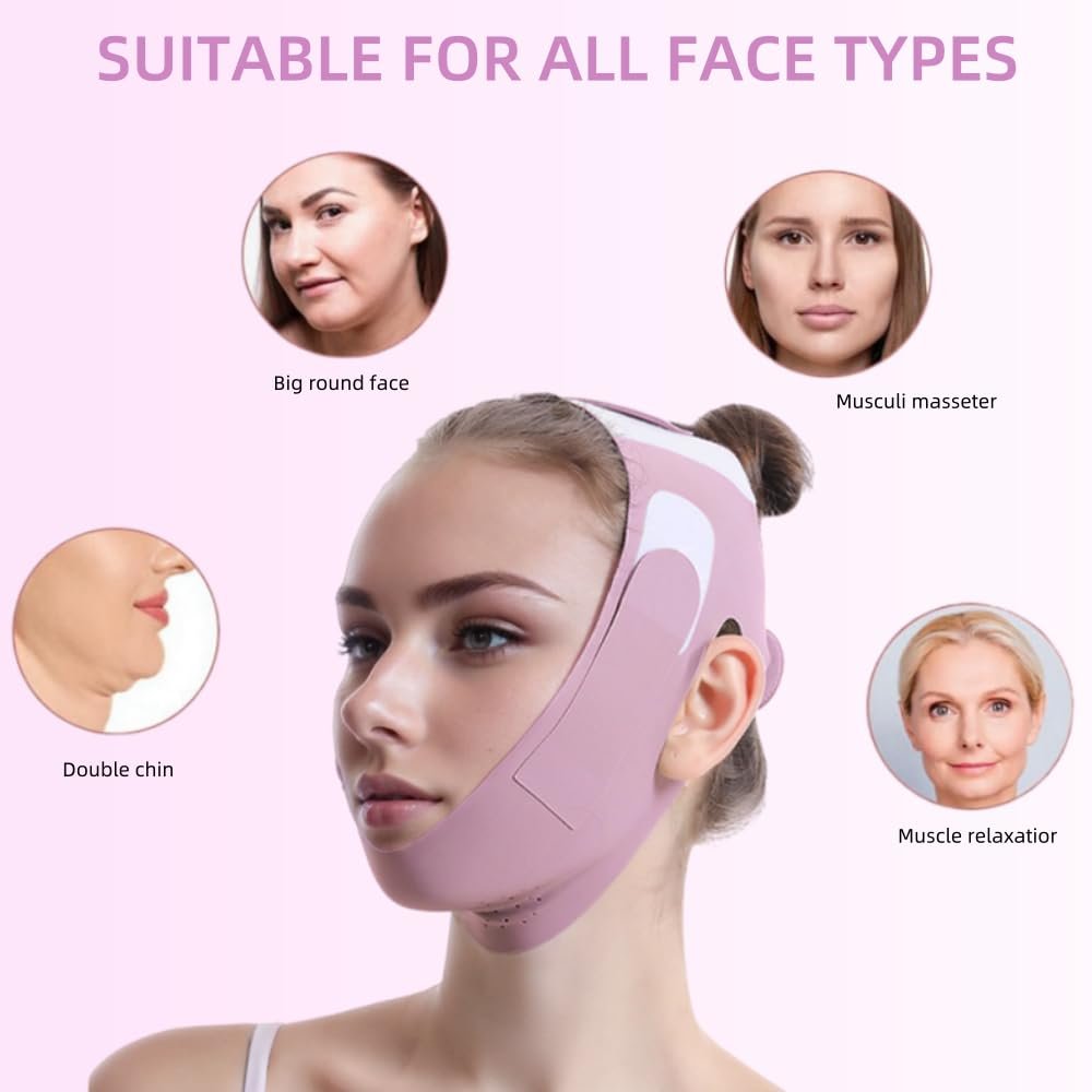 ROWMATE Graphene V-Line Mask Chin Up Mask V Shaped Face Mask Chin strap for sleeping,Jawline Shaper,Lilac,Medium - Image 7