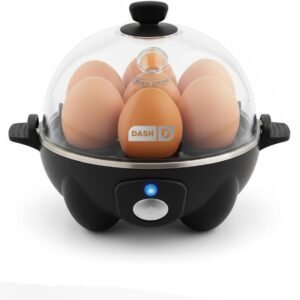 Dash Rapid Egg Cooker – Boiler, Poacher & Steamer – Includes Measuring & Recipe Guide – Dishwasher Safe – BPA Free – Holds 7 Eggs, Black