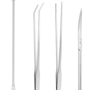 Ohtomber Aquascape Tools Aquarium Kit – 4PCS Terrarium Supplies Include Long Tweezers for Terrarium, Feeding Tongs, Aquarium Scissors, Algae Scraper for Fish Tank Cleaning Plant Trimming