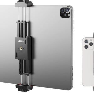 ULANZI ST-29 Phone Tripod Mount, Universal 2-in-1 Tablet Smartphone Holder Adapter with Cold Shoe Mount, 2.6″-8.8″ Extend Clip Clamp Compatible with iPad, iPhone, Samsung Galaxy and More