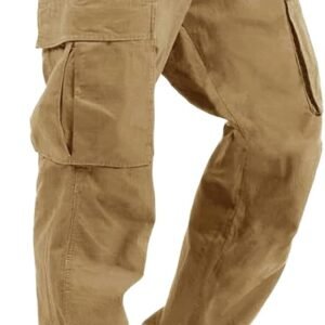 THWEI Mens Cargo Pants Casual Joggers Athletic Pants Cotton Loose Straight Sweatpants