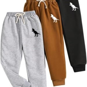 Nivne Tco Toddler Boy Pants – 3 Pack Sweatpants – Dinosaur Graphic Print Toddler Jogger Pants Size 3T 4T 5T 6T 7T