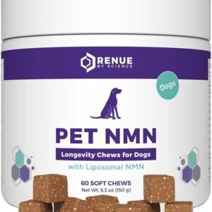Renue By Science PET NMN Longevity Chews for Dogs – Liposomal NMN, Trans-Resveratrol, Glucosamine, MSM, Chondroitin – Cold Extruded Soft Chews – 60 Count