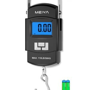 MEIYA Fish Scale 110lb/50kg Digital Fishing Scale with Backlit LCD, Portable Handle, Stainless Steel Hook & 2 AAA Batteries – Reliable Fishing Gear & Great Fishing Gifts for Men