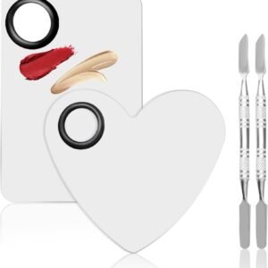 4 in 2 Set Makeup Mixing Palettes, 2 Pcs Stainless Steel Nail Art Palette with 2 Makeup Spatula for Foundation Makeup Tools Eyeshadow Nail Art