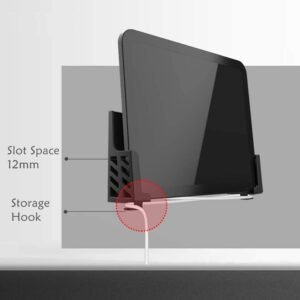 Adhesive Rack Wall Mount Universal Dock for Tablet Smartphone eReader Remote Control Holder Stick on Wall,Fits for iPad Samsung Google Surface, 3M Adhesive or Screws Installation Available,Black