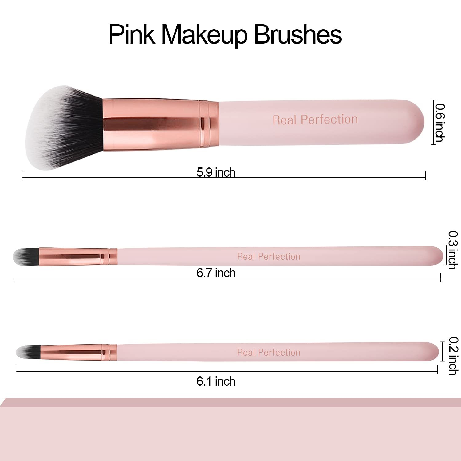 Real Perfection Makeup Brush Set 16 Pcs with 1 Eyebrow Razor Premium Synthetic Foundation Powder Concealers Eyeshadow Blush Makeup Brushes Make up Brushes Kit (Pink) - Image 6