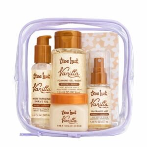 Tree Hut Mini Vanilla Everything Shower Gift Set, Mothers Day Gifts, Exfoliating Sugar Scrub, Foaming Gel Wash & Whipped Body Butter, Hydrating & Moisturizing Self-Care Gift Set for Smooth Skin