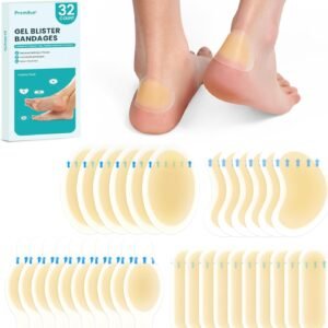 Hydrocolloid Gel Blister Bandages Pads – (Variety Pack) Promifun 32ct Waterproof Adhesive Blisters Bandages – Blister Pads for Heel, Foot, Toe, Feet – Gel Blister Chshions for Prevention & Recovery