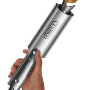 TYMO CurlPro Plus Automatic Rotating Curling Iron – Upgraded Long Barrel Curling Wand for Long Hair, Ceramic Hair Curler for Women, Anti-Scald, Tangle-Free, 600M Ionic, Dual Voltage, Grey, 1 Inch