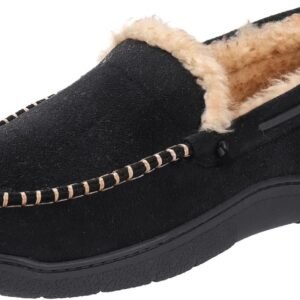 Zigzagger Men’s Moccasin Slippers Memory Foam House Shoes, Indoor and Outdoor Warm Loafer Slippers